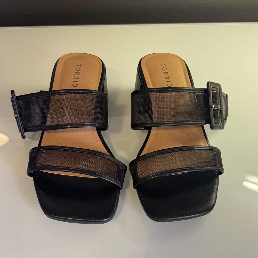 Torrid Black Mesh Slide Sandals